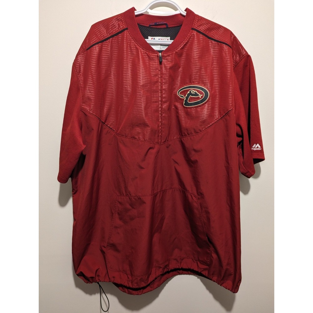 Arizona Diamondbacks Red Shortsleeve Majestic Warm Up Pullover Jacket XXL 2XL